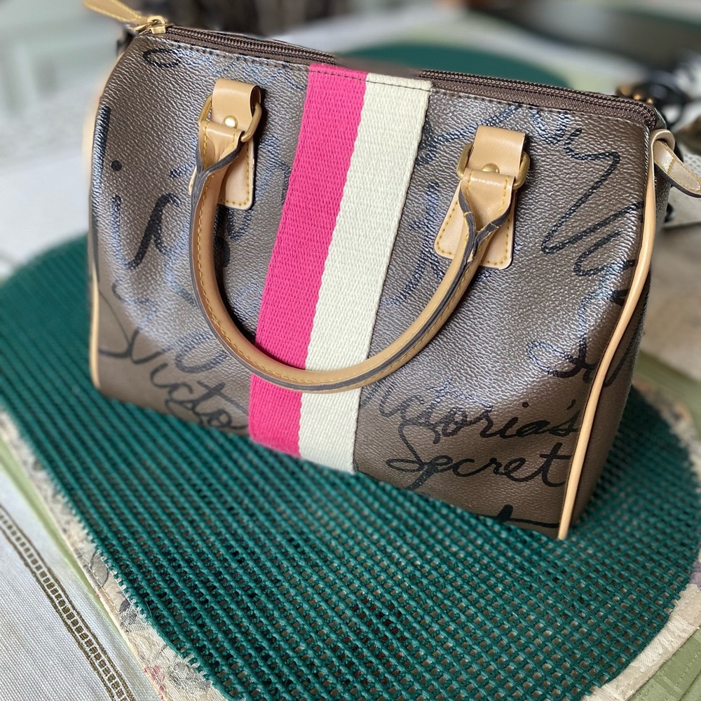 Victoria's Secret Brown and Pink Satchel with Structured Design
